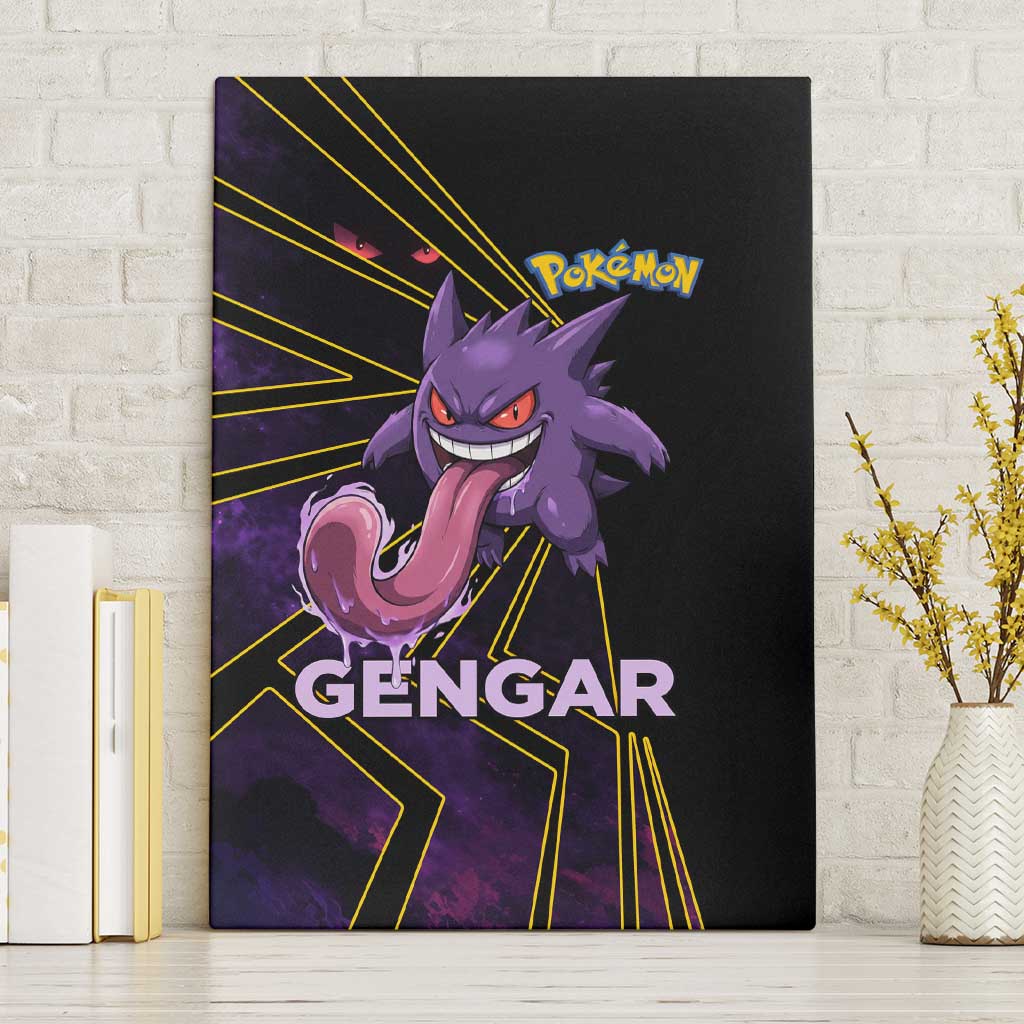 Gengar Poké Canvas Wall Art Neon Shadow Comic Style