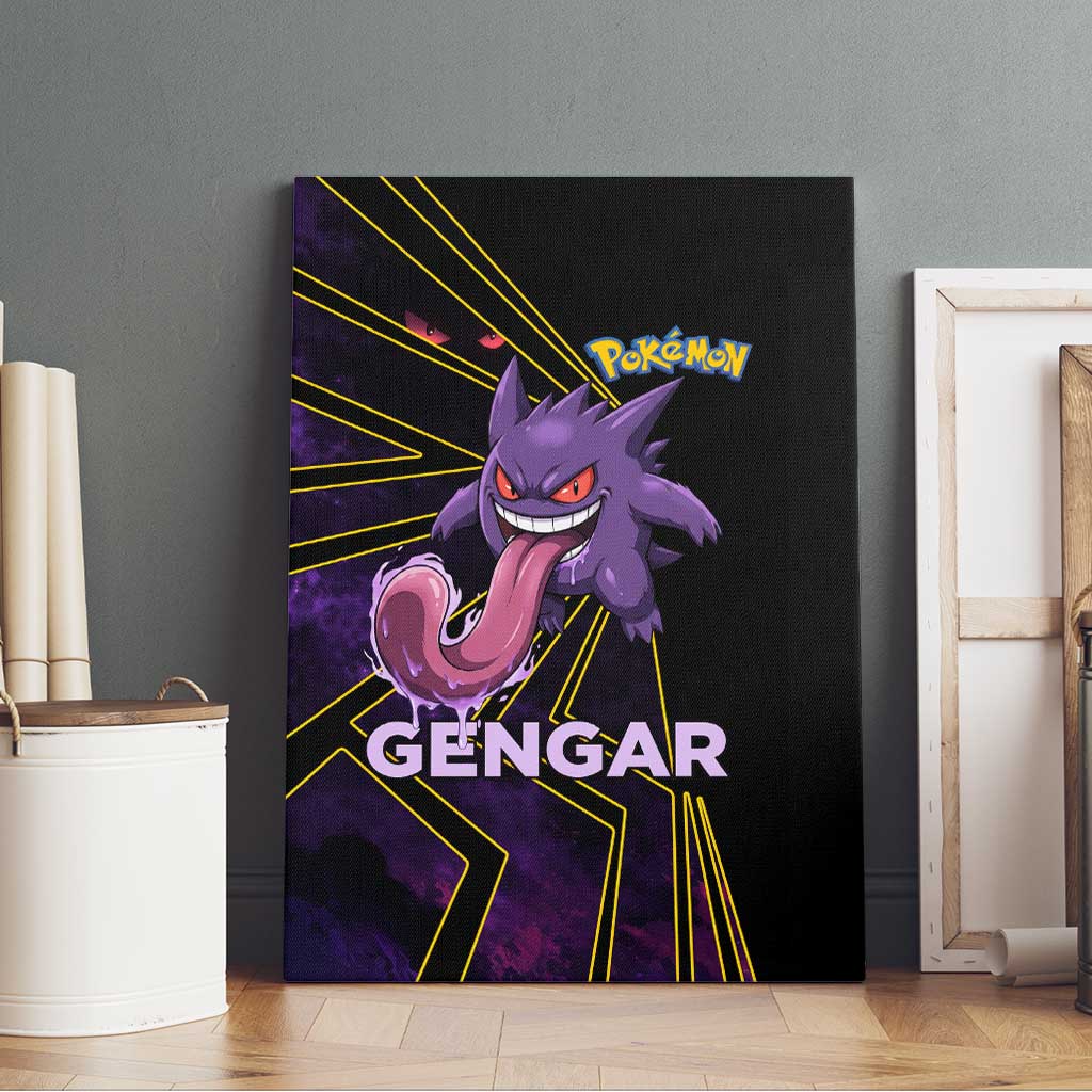 Gengar Poké Canvas Wall Art Neon Shadow Comic Style
