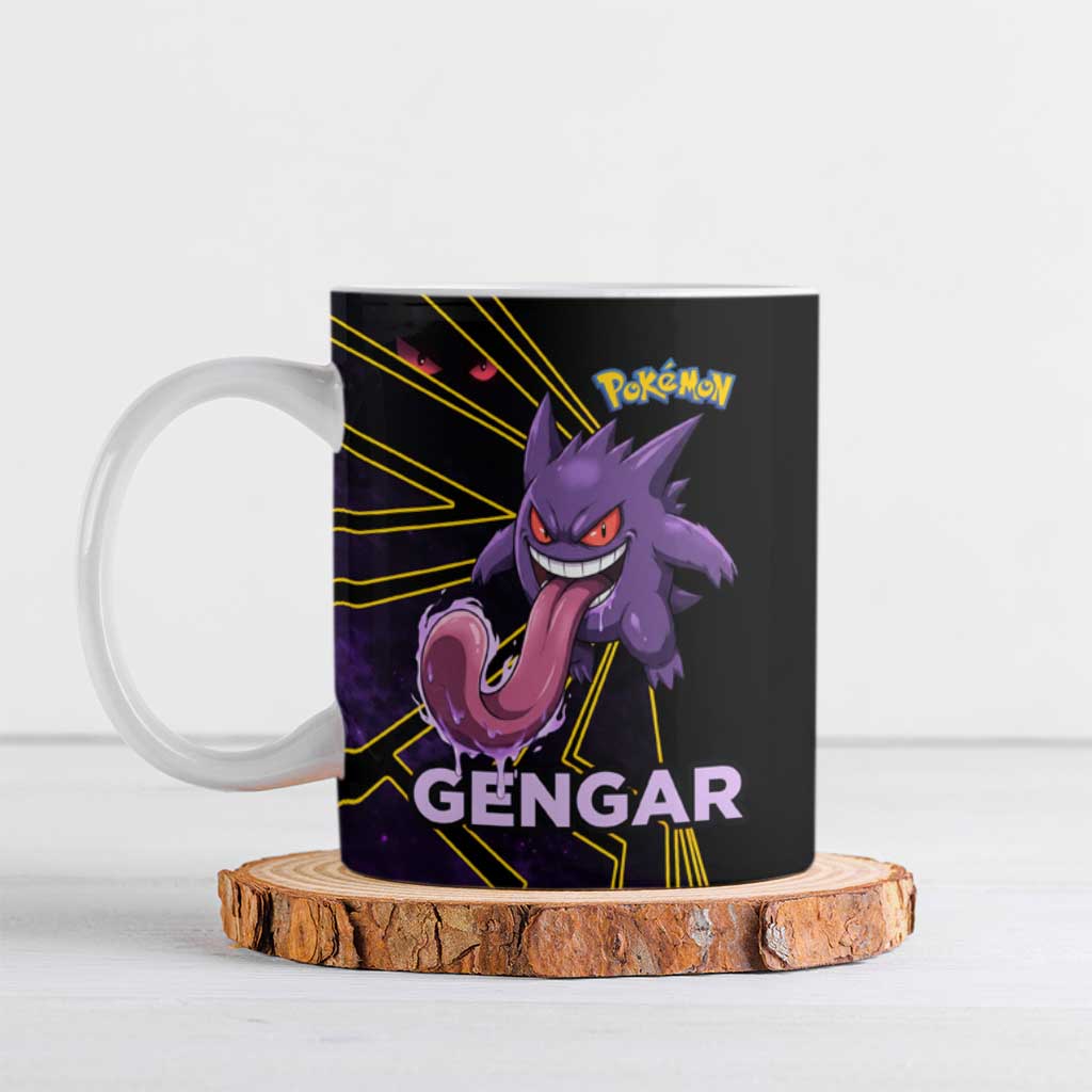 Gengar Poké Ceramic Mug Neon Shadow Comic Style
