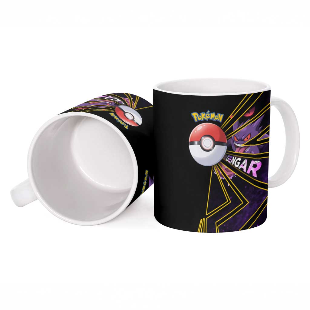 Gengar Poké Ceramic Mug Neon Shadow Comic Style