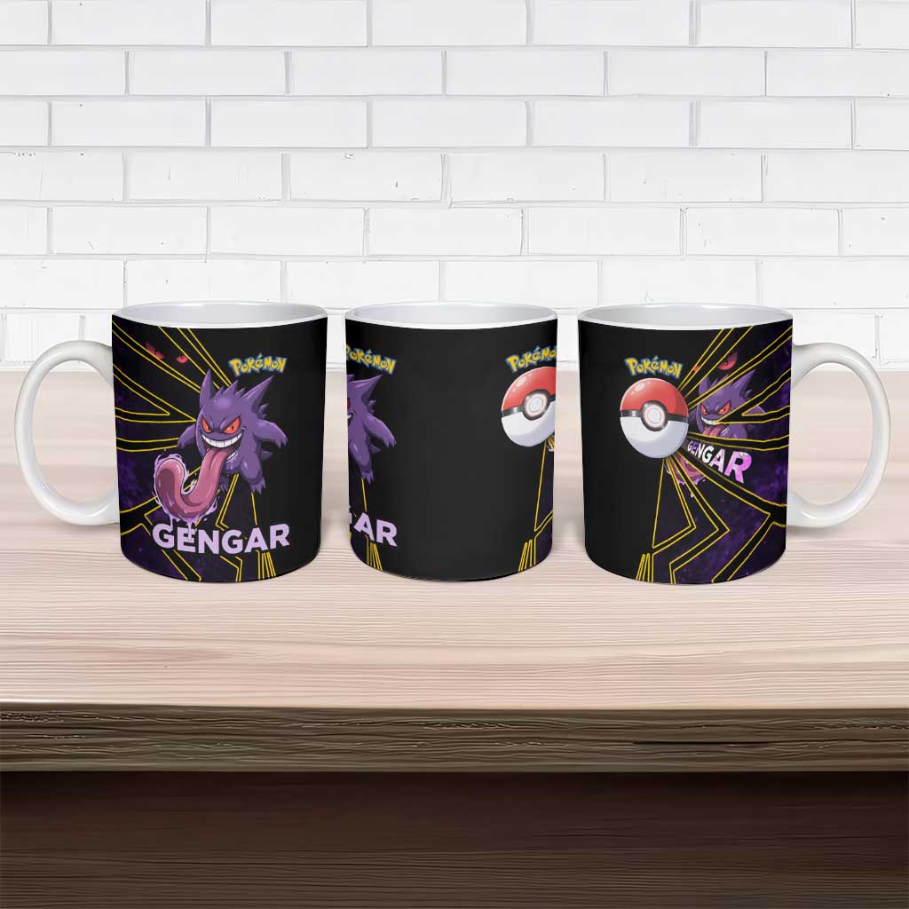 Gengar Poké Ceramic Mug Neon Shadow Comic Style