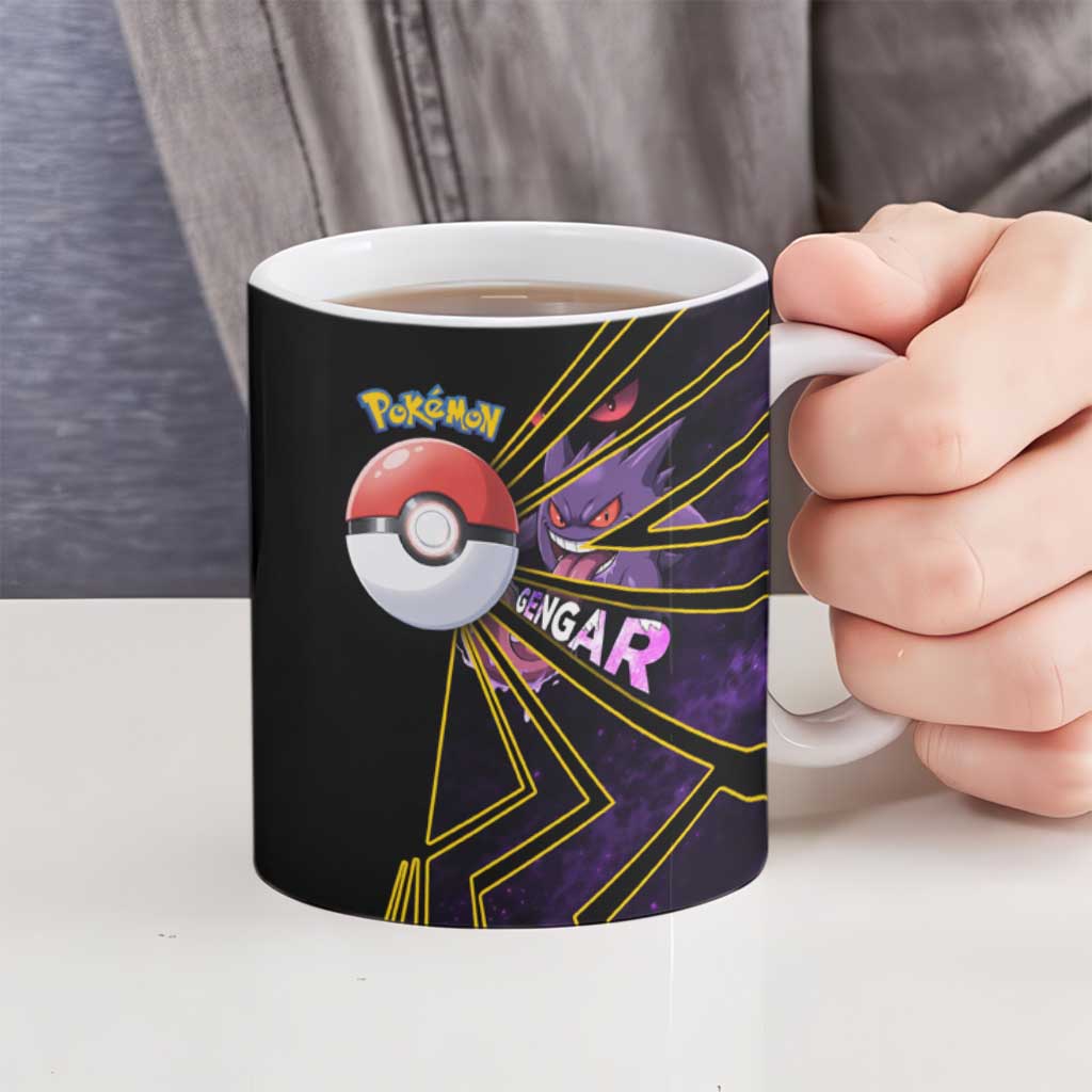 Gengar Poké Ceramic Mug Neon Shadow Comic Style