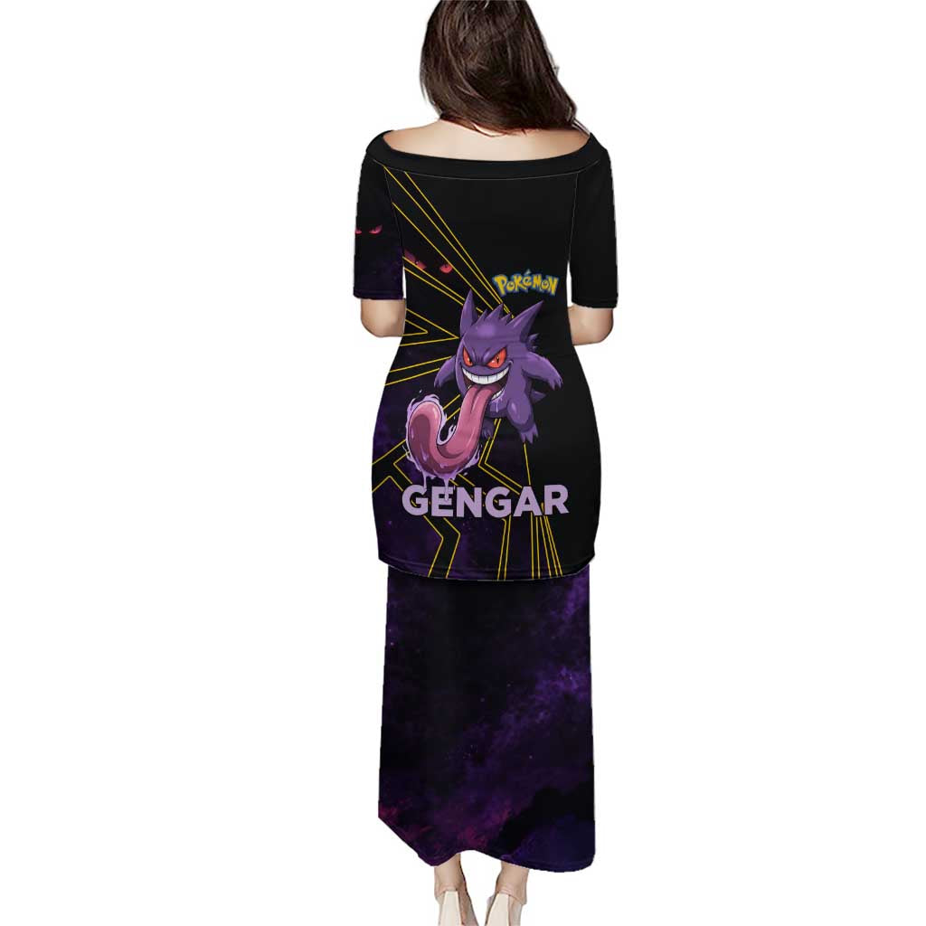 Gengar Poké Family Matching Puletasi and Hawaiian Shirt Neon Shadow Comic Style