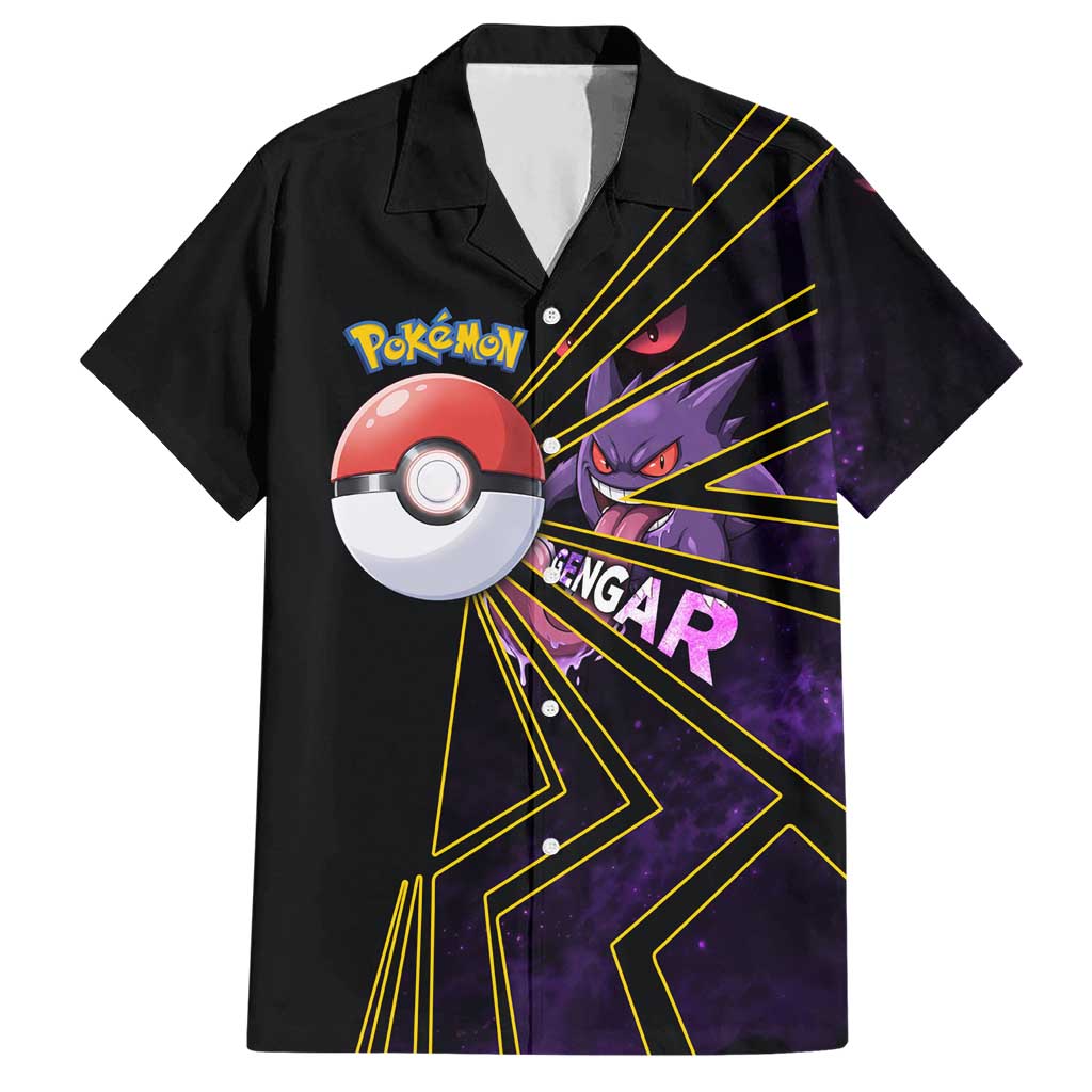 Gengar Poké Hawaiian Shirt Neon Shadow Comic Style