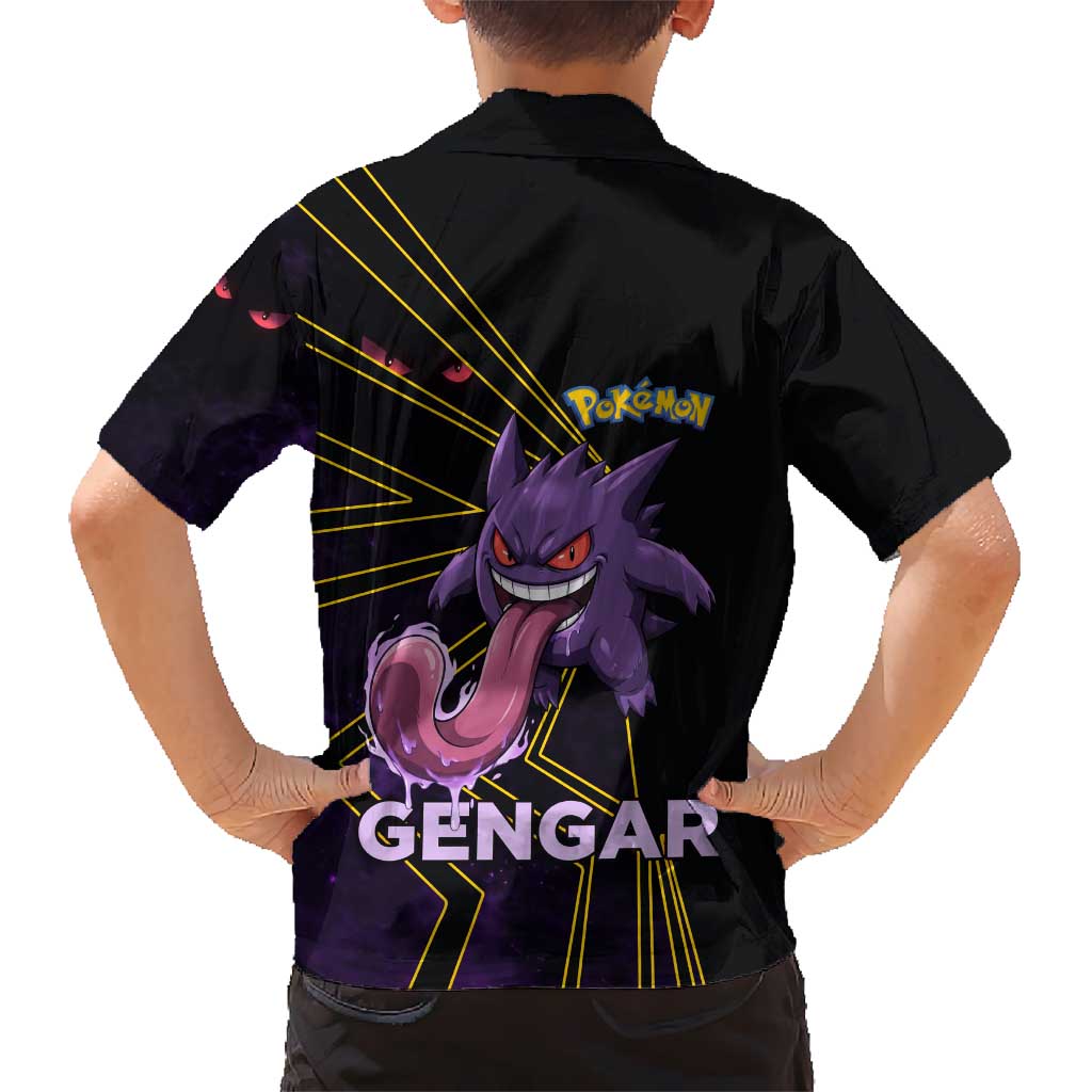 Gengar Poké Hawaiian Shirt Neon Shadow Comic Style