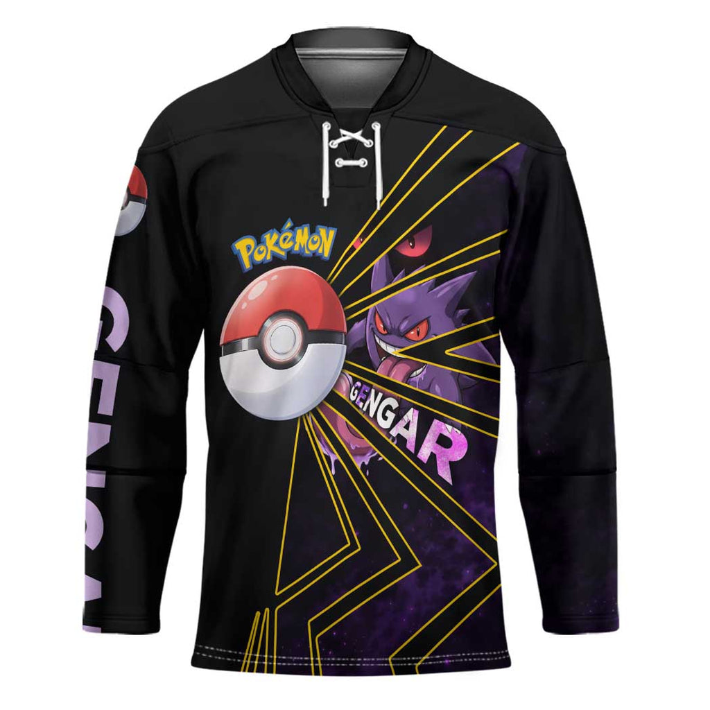 Gengar Poké Hockey Jersey Neon Shadow Comic Style