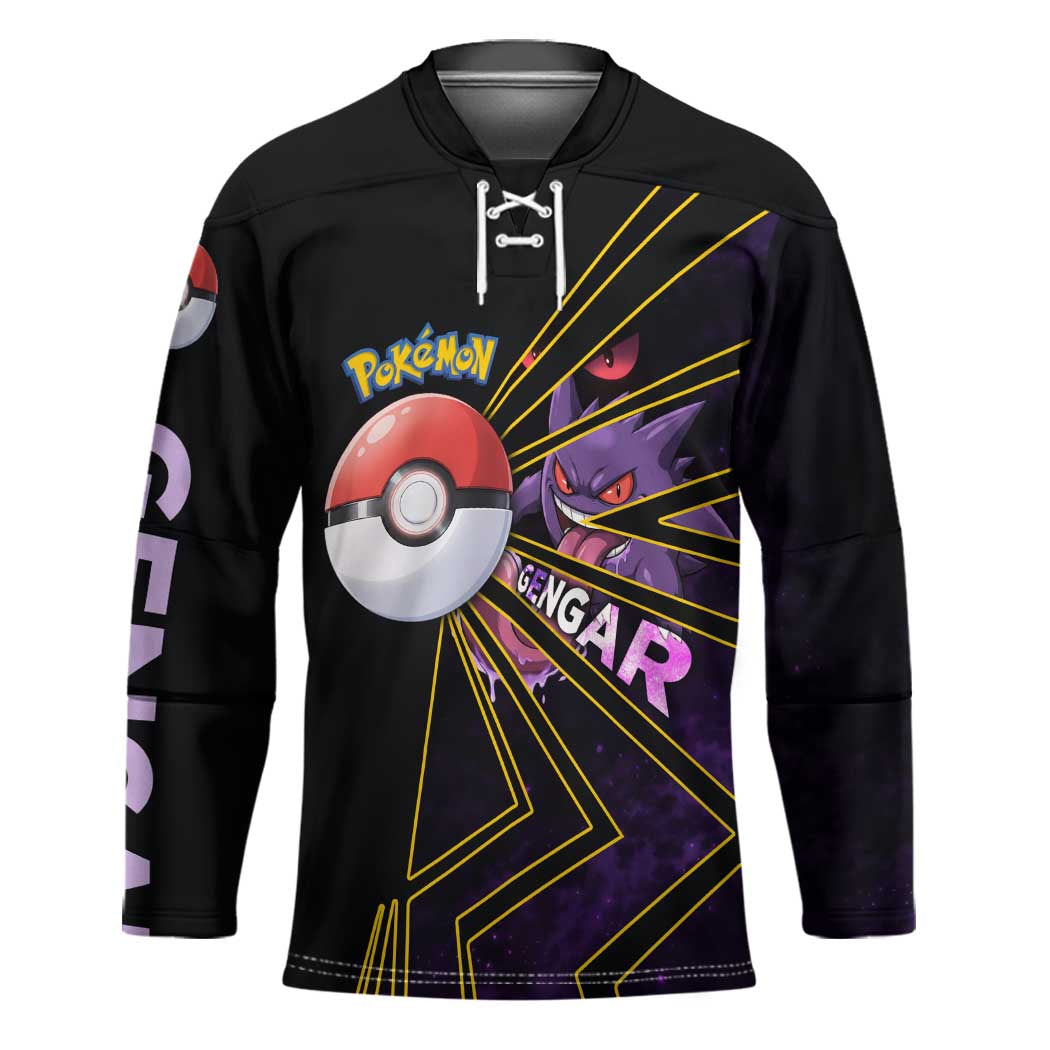 Gengar Poké Hockey Jersey Neon Shadow Comic Style