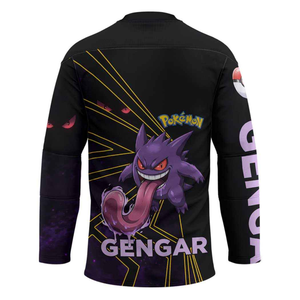 Gengar Poké Hockey Jersey Neon Shadow Comic Style