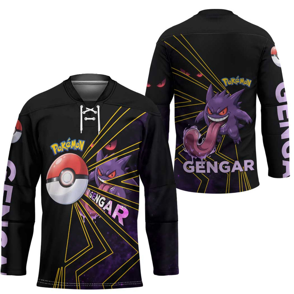 Gengar Poké Hockey Jersey Neon Shadow Comic Style