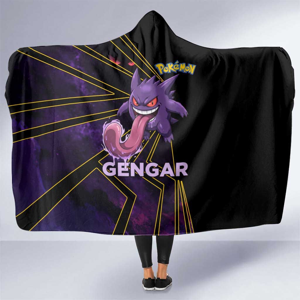 Gengar Poké Hooded Blanket Neon Shadow Comic Style