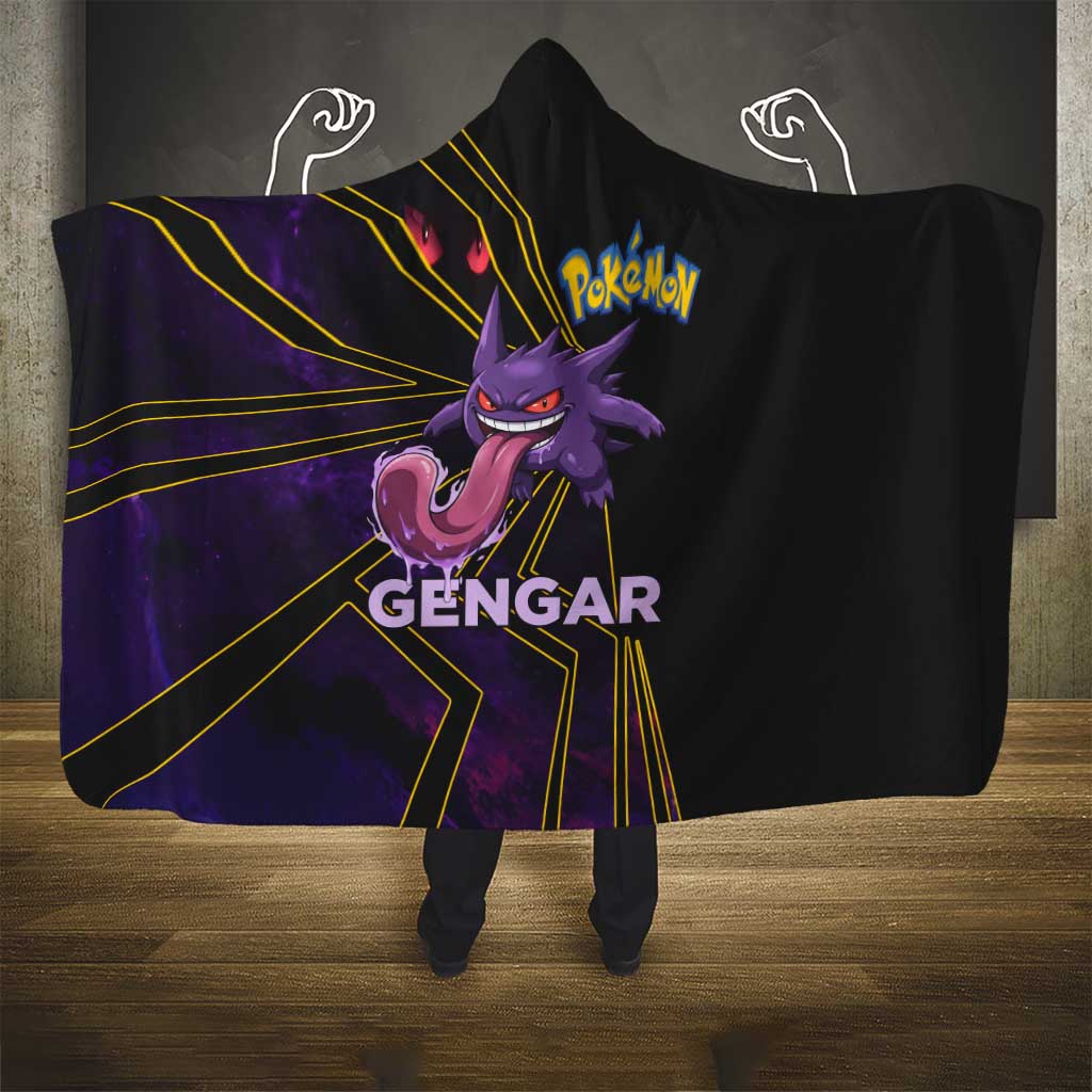 Gengar Poké Hooded Blanket Neon Shadow Comic Style