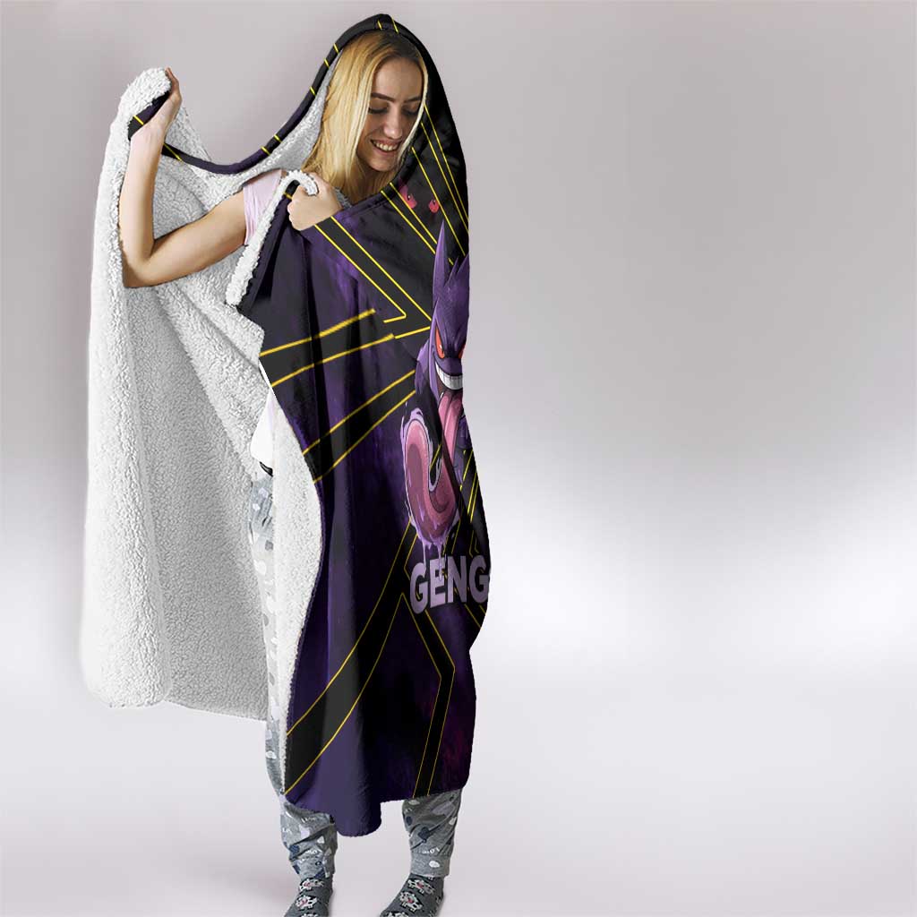 Gengar Poké Hooded Blanket Neon Shadow Comic Style