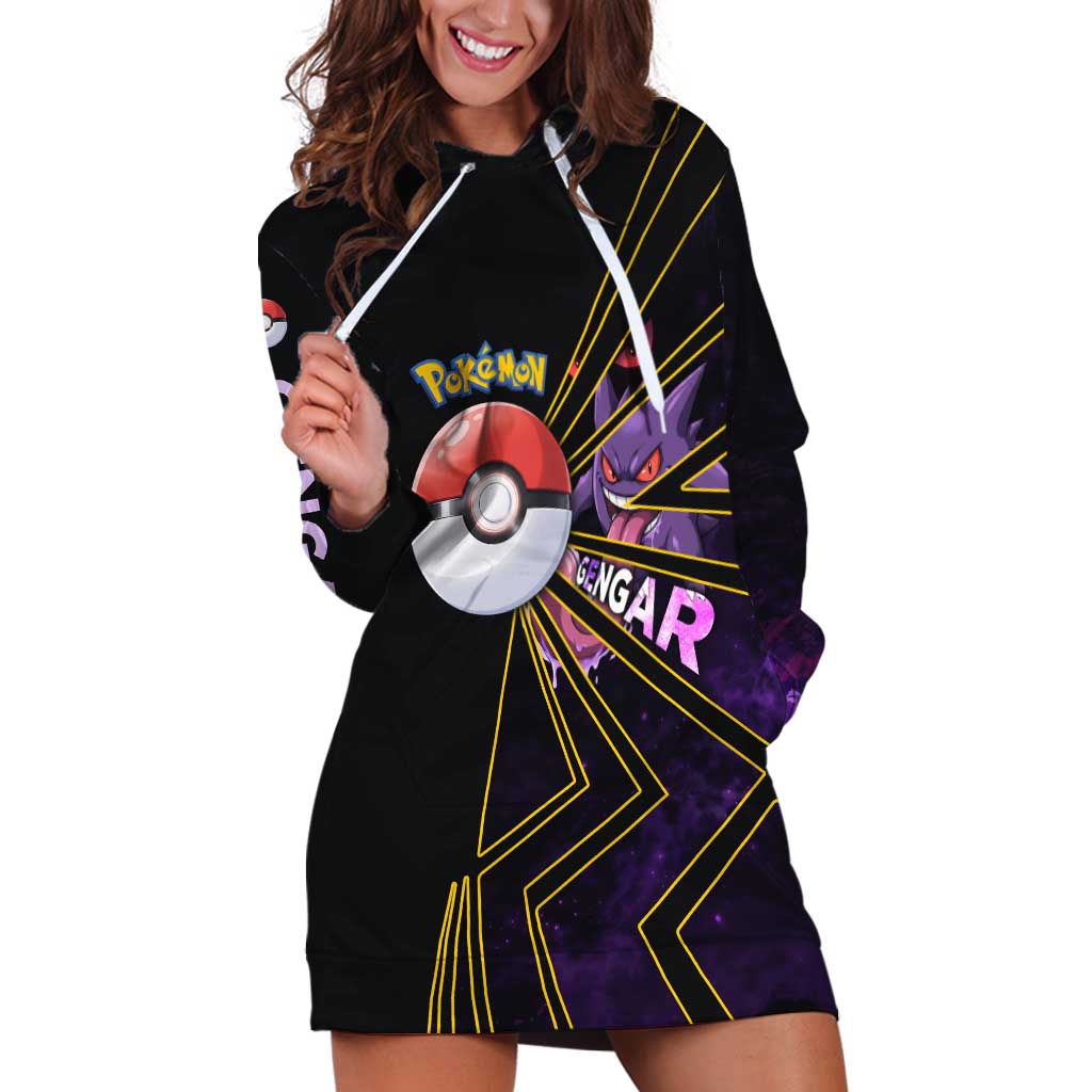 Gengar Poké Hoodie Dress Neon Shadow Comic Style