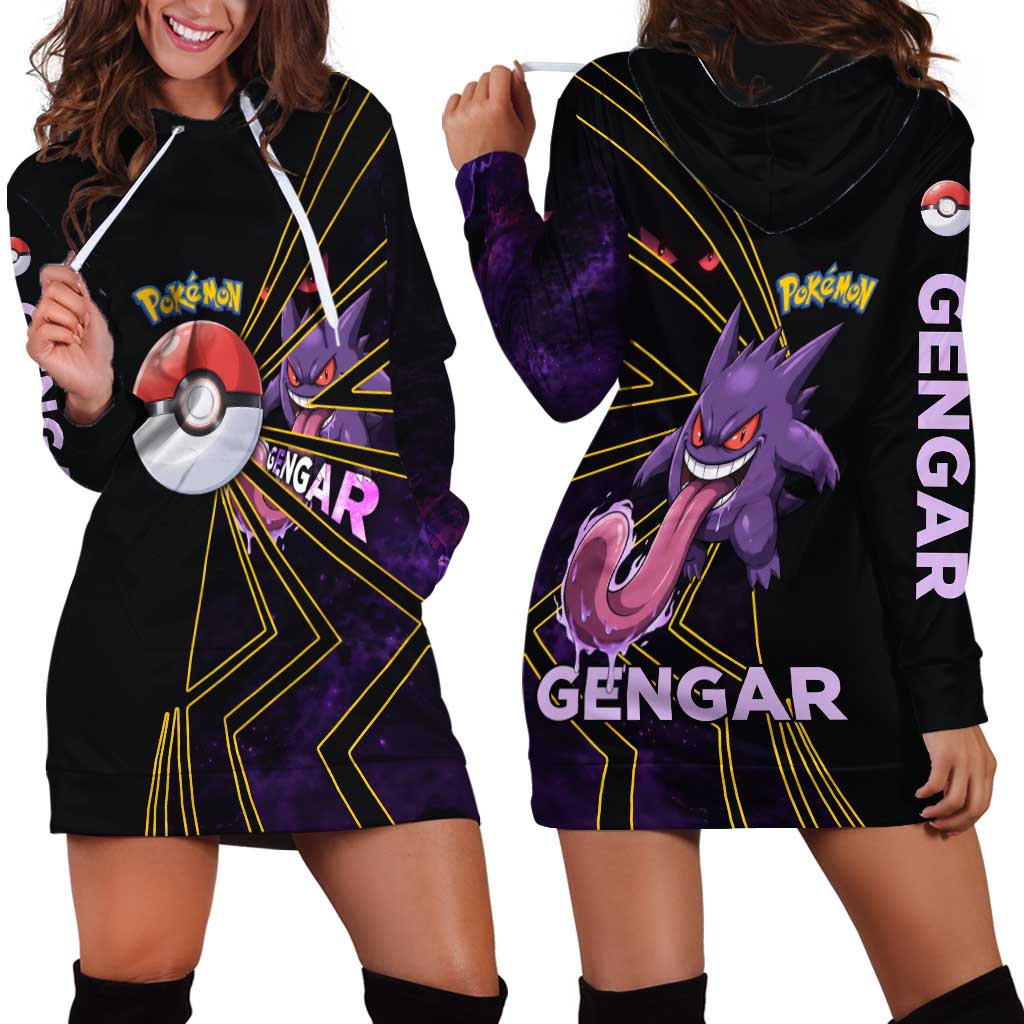 Gengar Poké Hoodie Dress Neon Shadow Comic Style