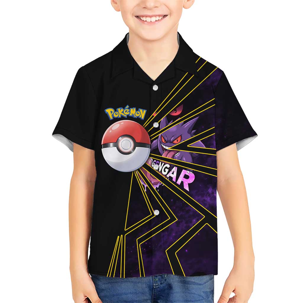 Gengar Poké Kid Hawaiian Shirt Neon Shadow Comic Style