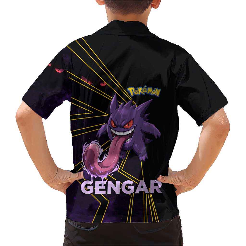 Gengar Poké Kid Hawaiian Shirt Neon Shadow Comic Style