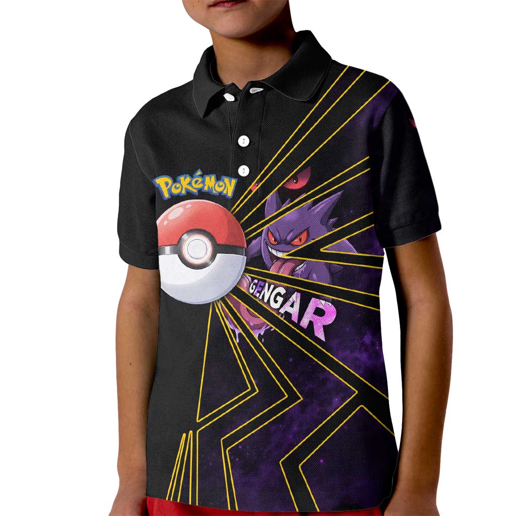 Gengar Poké Kid Polo Shirt Neon Shadow Comic Style
