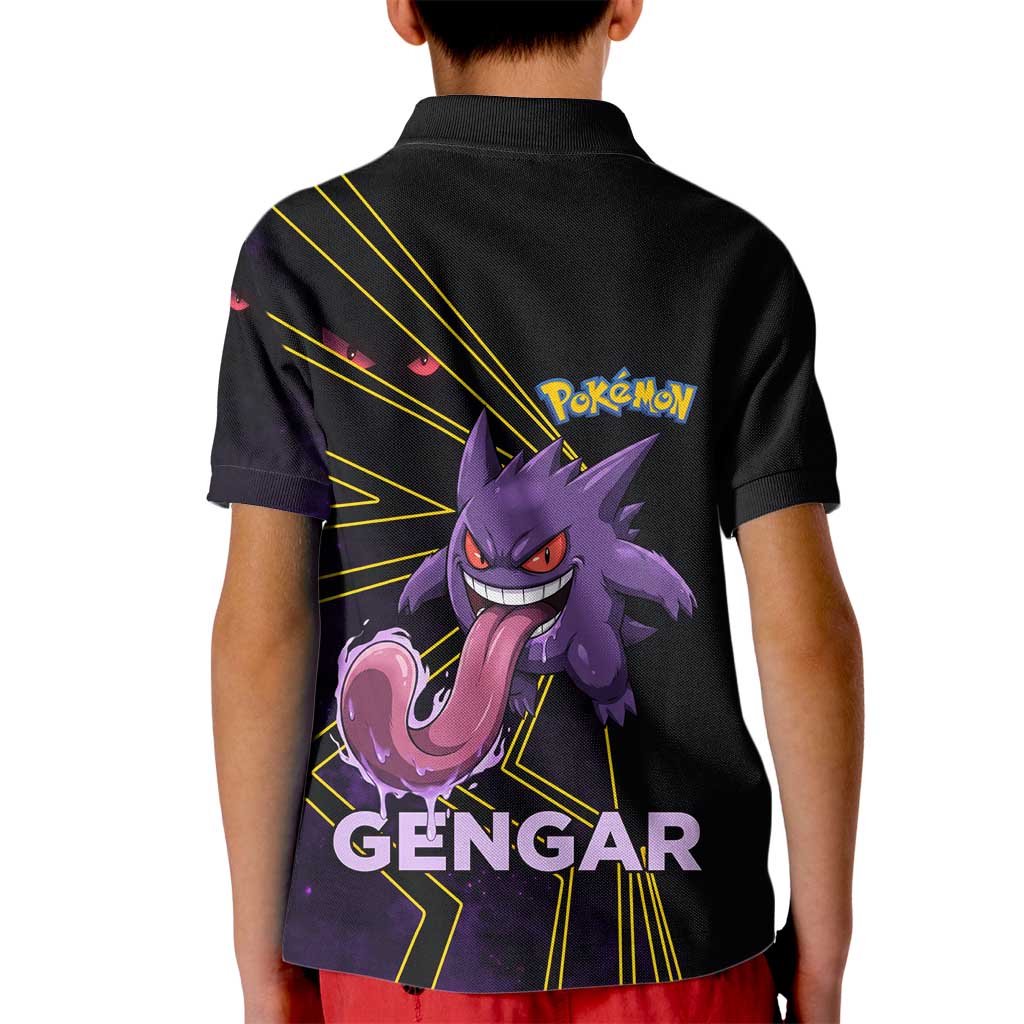 Gengar Poké Kid Polo Shirt Neon Shadow Comic Style