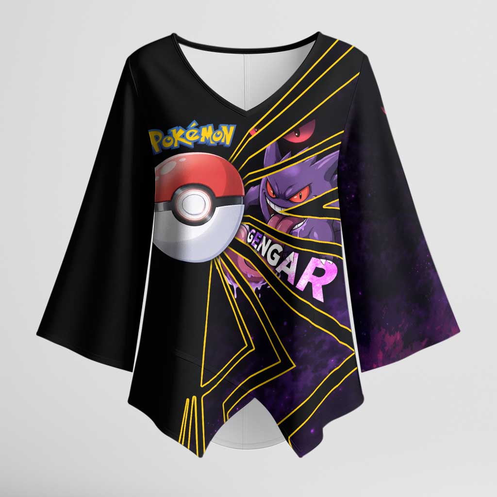 Gengar Poké Kimono Sleeve Blouse Neon Shadow Comic Style