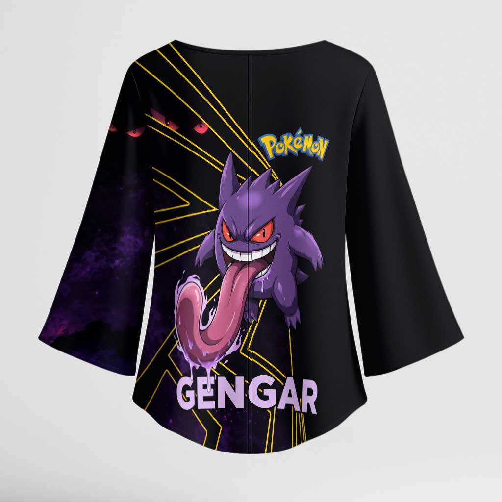 Gengar Poké Kimono Sleeve Blouse Neon Shadow Comic Style
