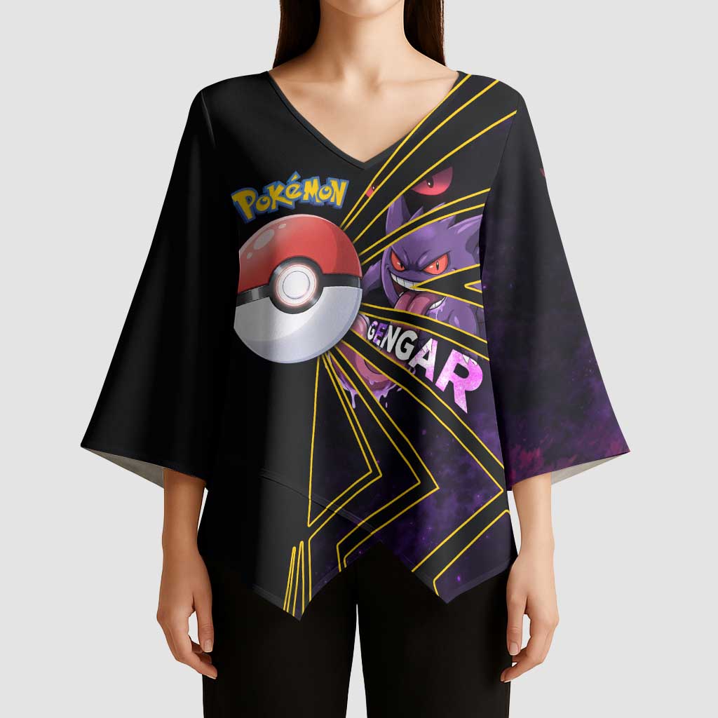 Gengar Poké Kimono Sleeve Blouse Neon Shadow Comic Style