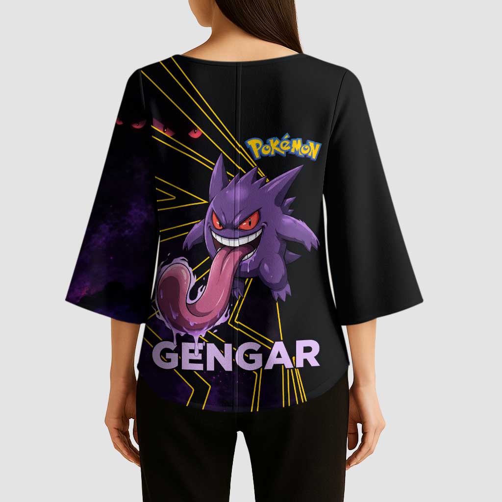 Gengar Poké Kimono Sleeve Blouse Neon Shadow Comic Style