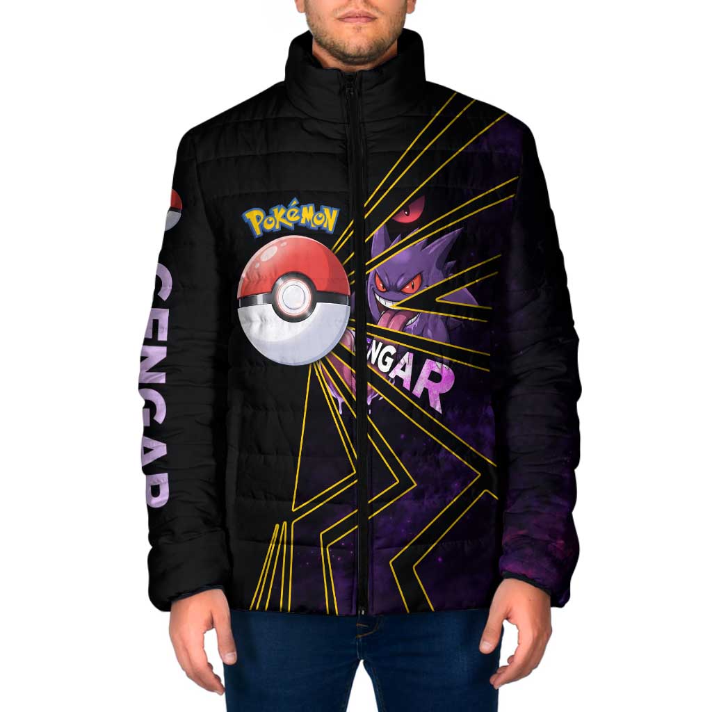 Gengar Poké Padded Jacket Neon Shadow Comic Style