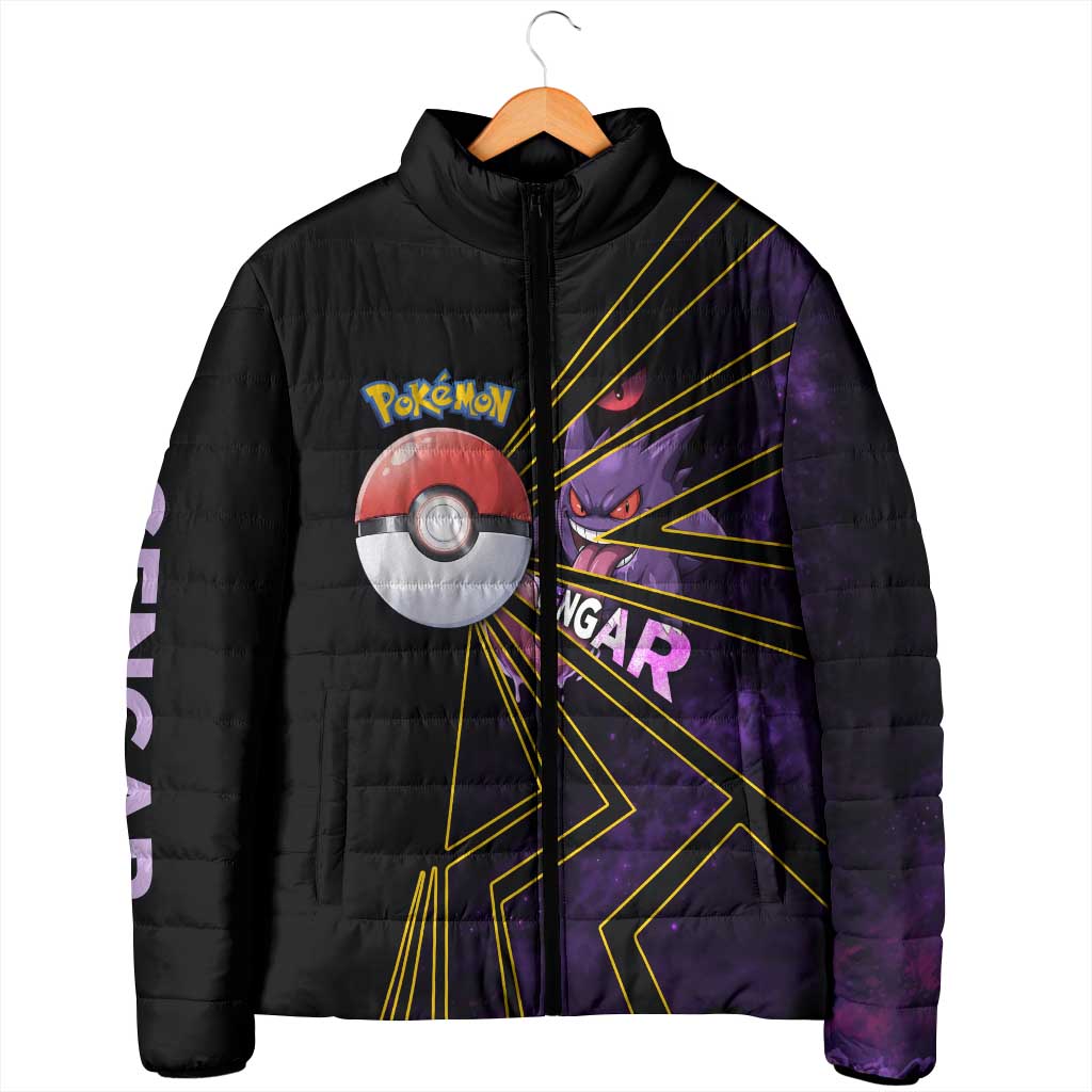 Gengar Poké Padded Jacket Neon Shadow Comic Style