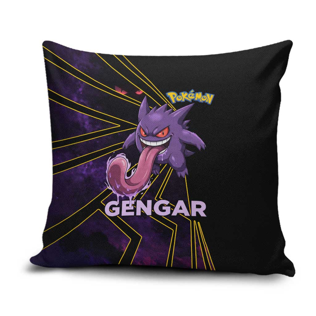 Gengar Poké Pillow Cover Neon Shadow Comic Style