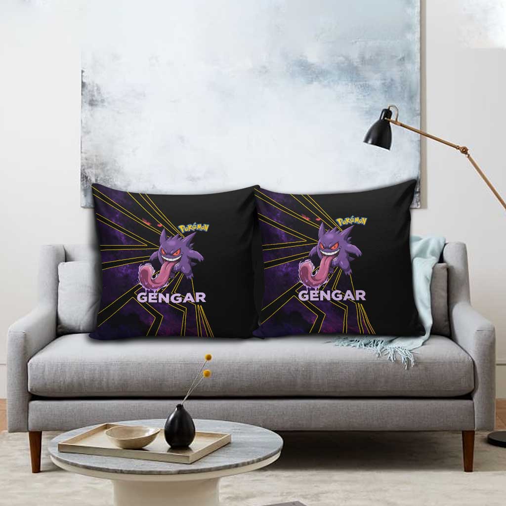 Gengar Poké Pillow Cover Neon Shadow Comic Style