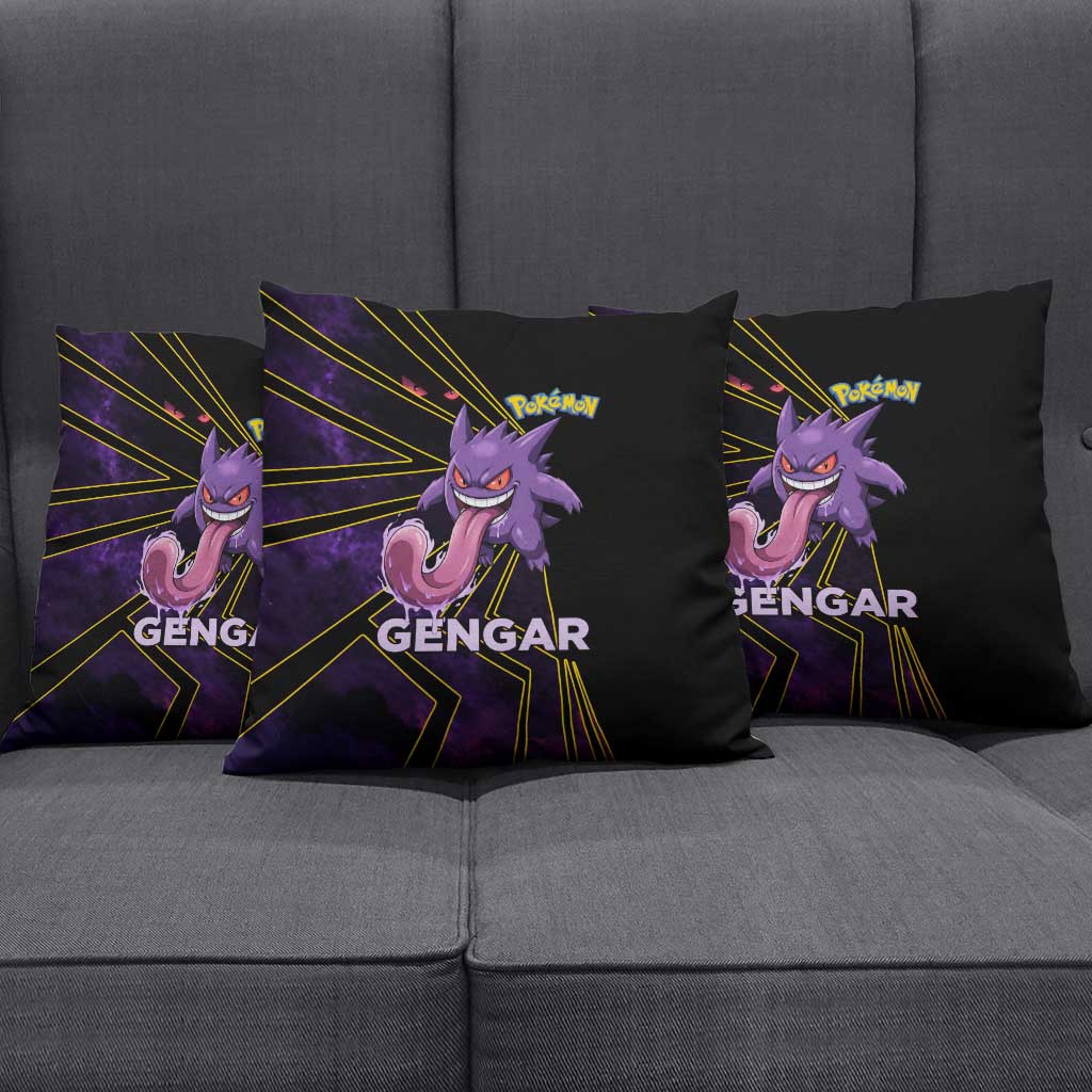 Gengar Poké Pillow Cover Neon Shadow Comic Style