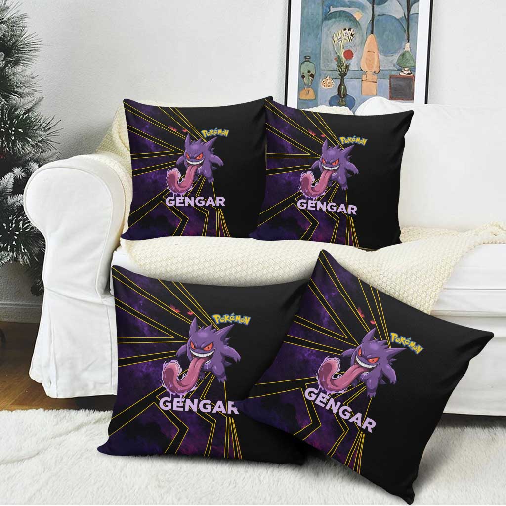 Gengar Poké Pillow Cover Neon Shadow Comic Style
