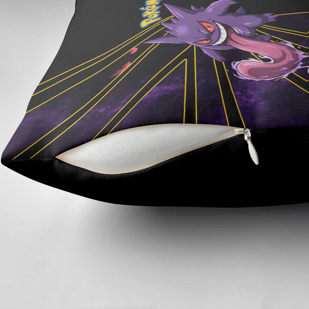 Gengar Poké Pillow Cover Neon Shadow Comic Style