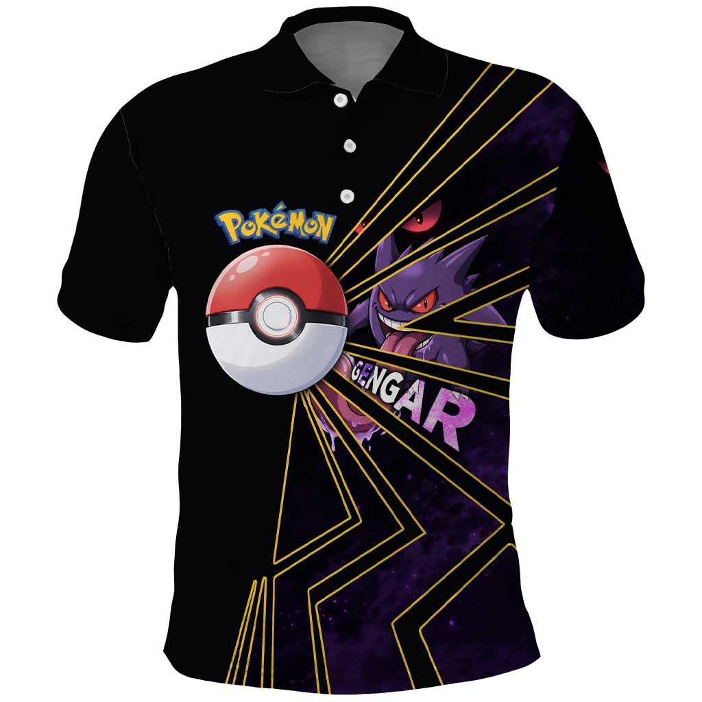 Gengar Poké Polo Shirt Neon Shadow Comic Style