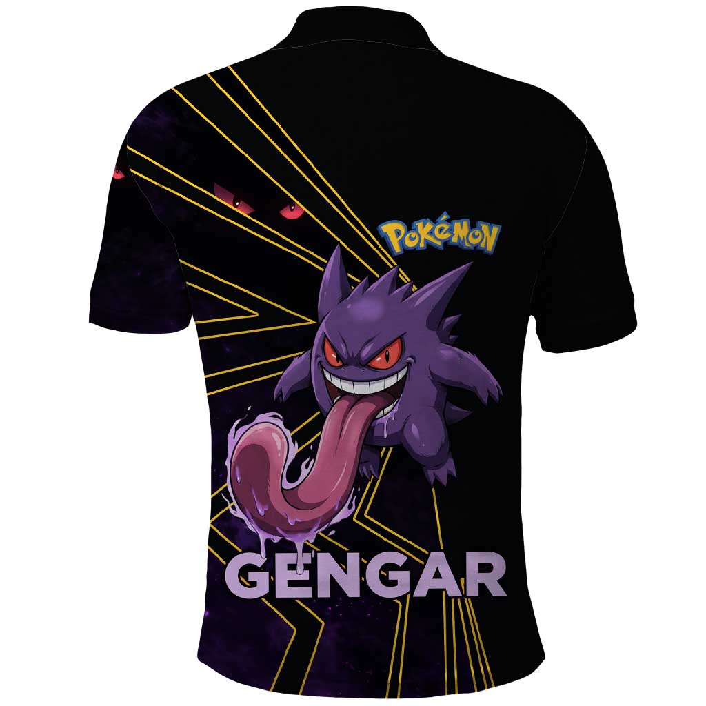 Gengar Poké Polo Shirt Neon Shadow Comic Style
