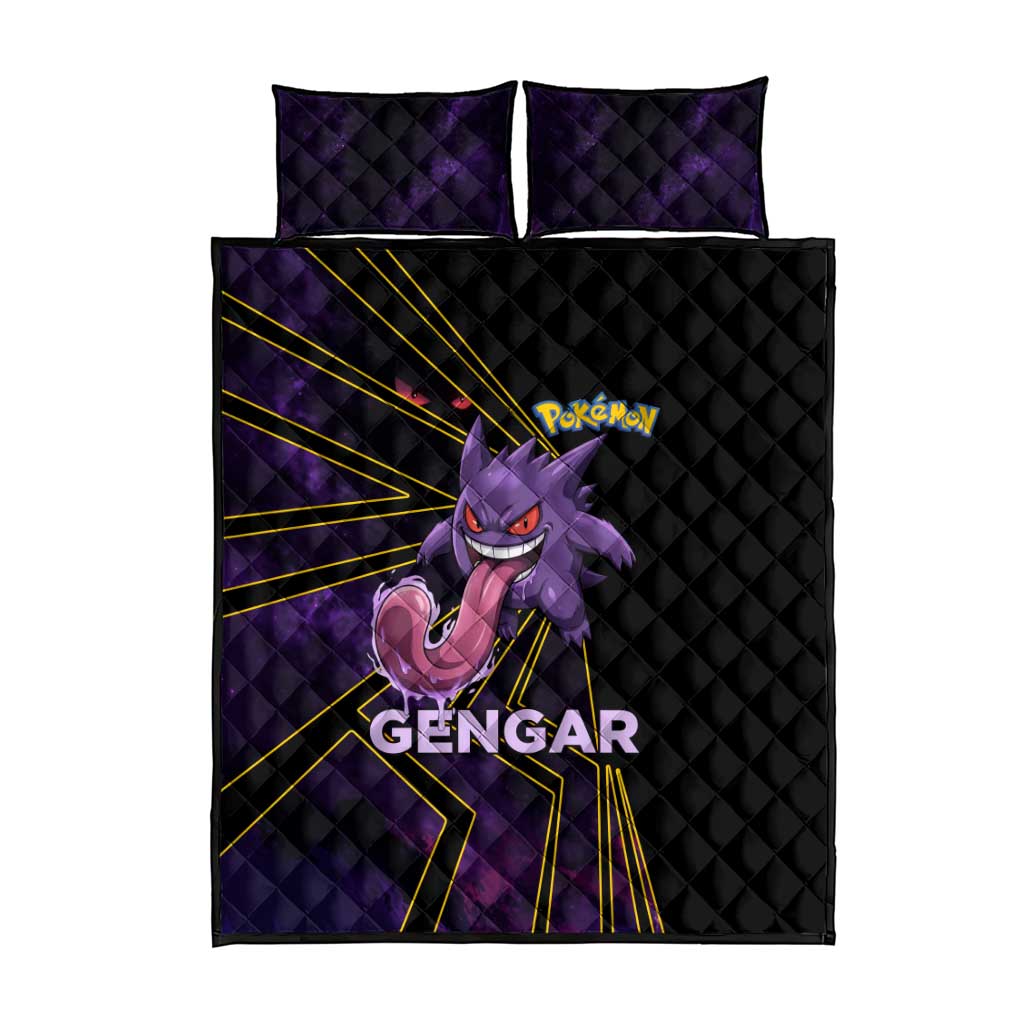 Gengar Poké Quilt Bed Set Neon Shadow Comic Style