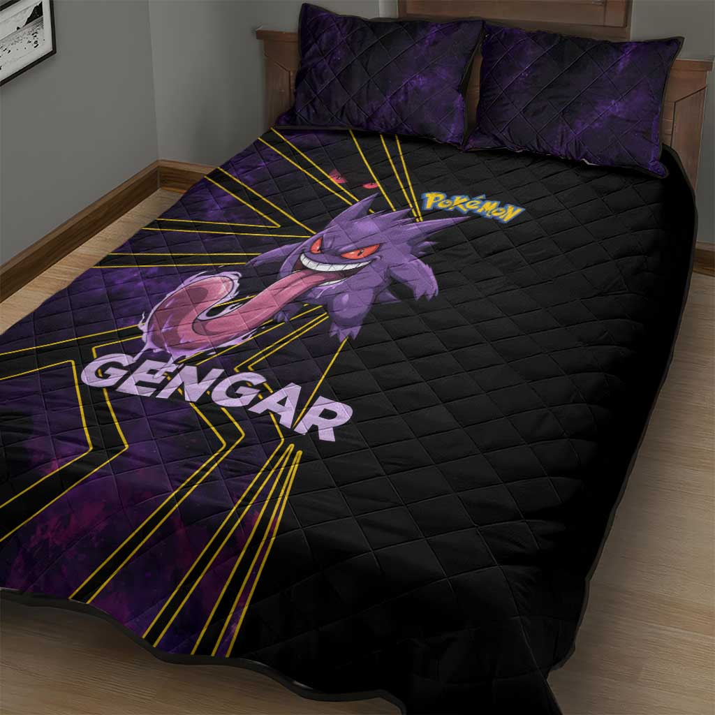 Gengar Poké Quilt Bed Set Neon Shadow Comic Style