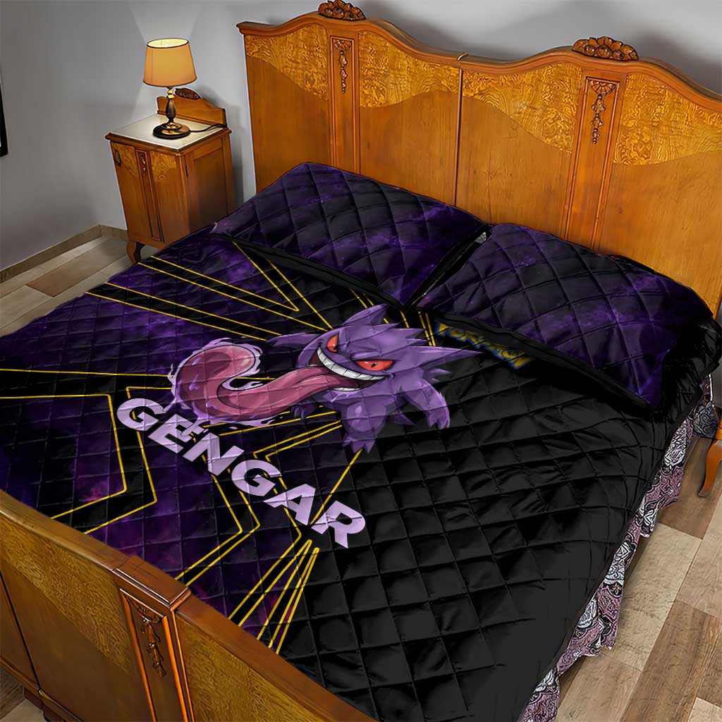 Gengar Poké Quilt Bed Set Neon Shadow Comic Style