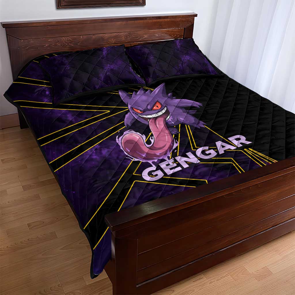 Gengar Poké Quilt Bed Set Neon Shadow Comic Style