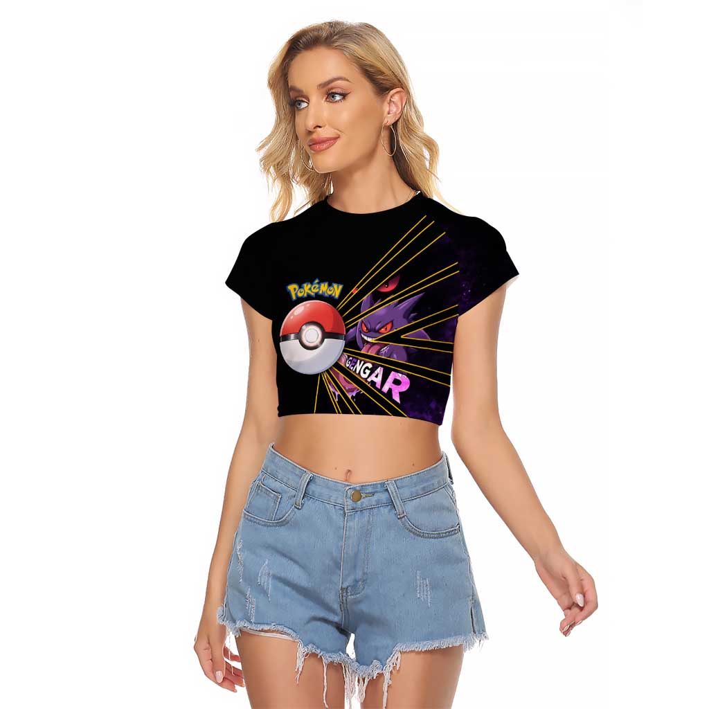 Gengar Poké Raglan Cropped T Shirt Neon Shadow Comic Style