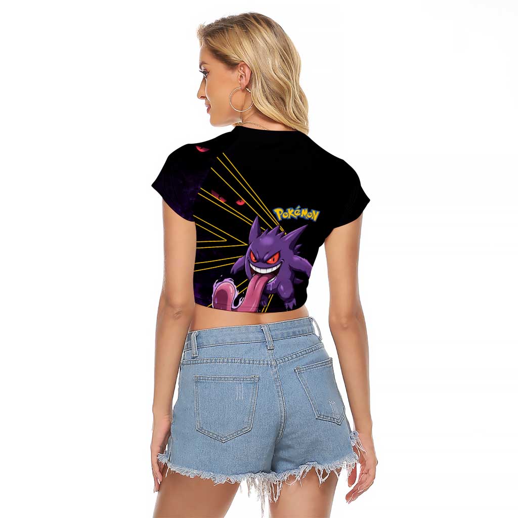 Gengar Poké Raglan Cropped T Shirt Neon Shadow Comic Style
