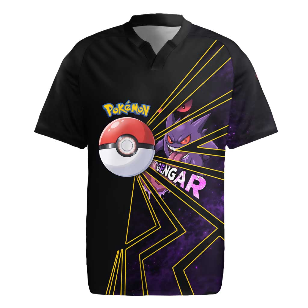 Gengar Poké Rugby Jersey Neon Shadow Comic Style