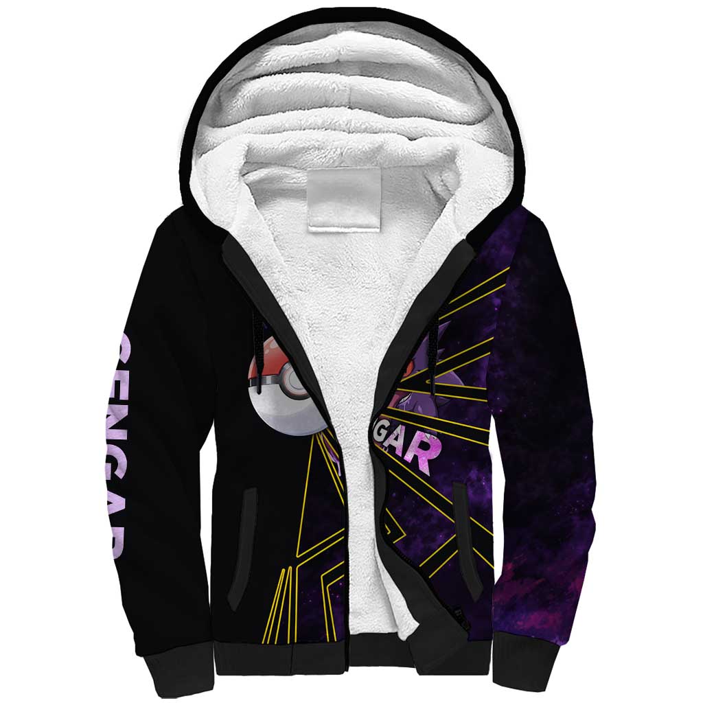 Gengar Poké Sherpa Hoodie Neon Shadow Comic Style
