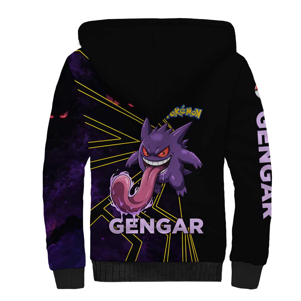 Gengar Poké Sherpa Hoodie Neon Shadow Comic Style