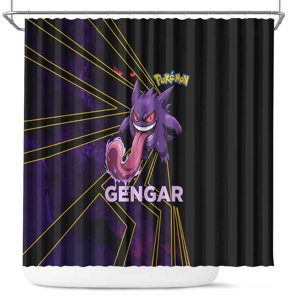 Gengar Poké Shower Curtain Neon Shadow Comic Style