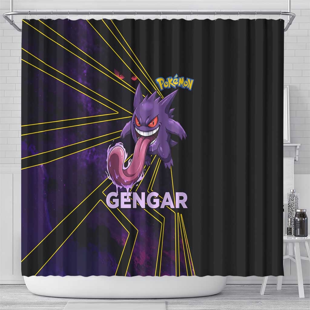 Gengar Poké Shower Curtain Neon Shadow Comic Style