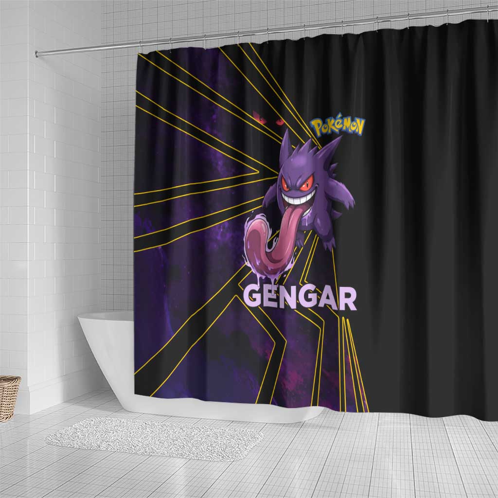 Gengar Poké Shower Curtain Neon Shadow Comic Style