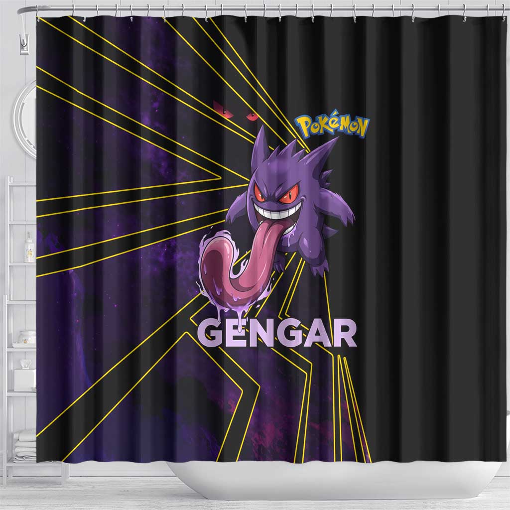 Gengar Poké Shower Curtain Neon Shadow Comic Style