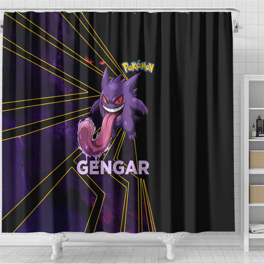 Gengar Poké Shower Curtain Neon Shadow Comic Style