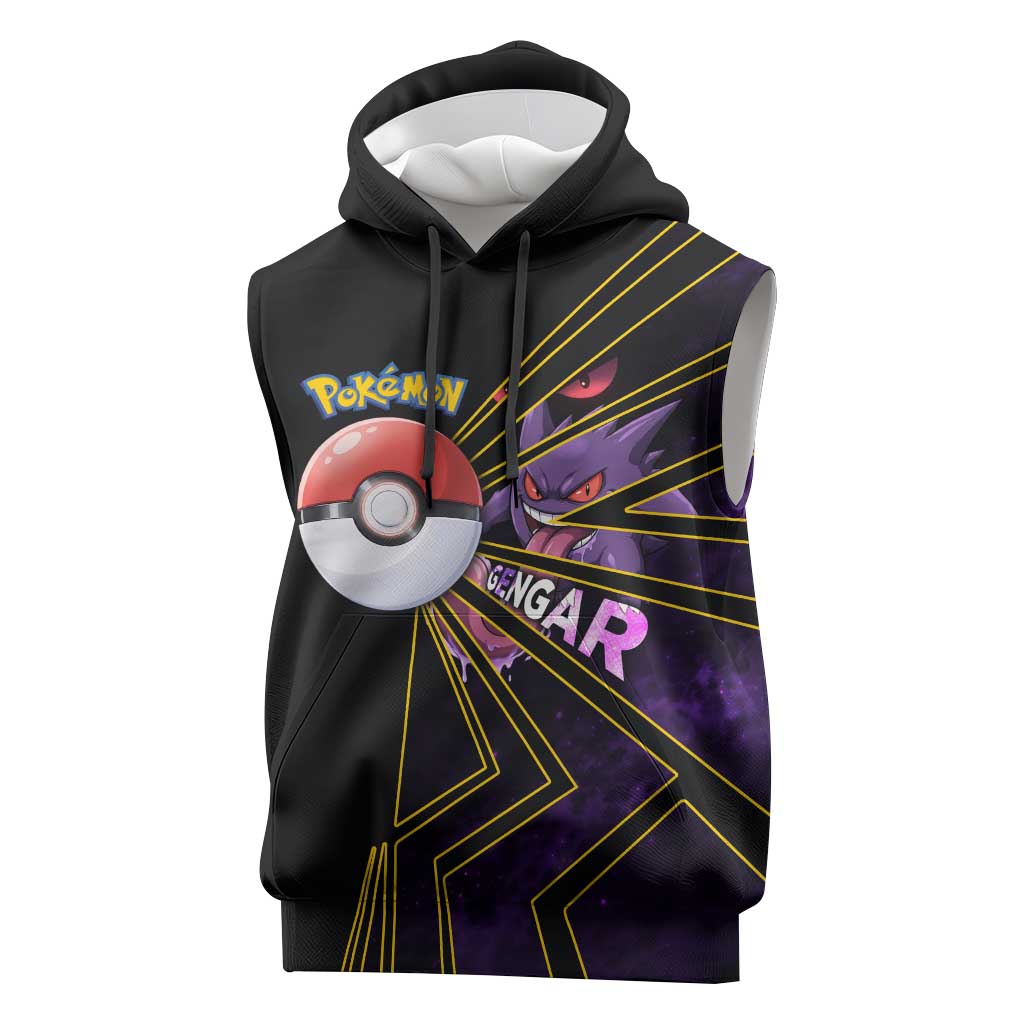 Gengar Poké Sleeveless Hoodie Neon Shadow Comic Style